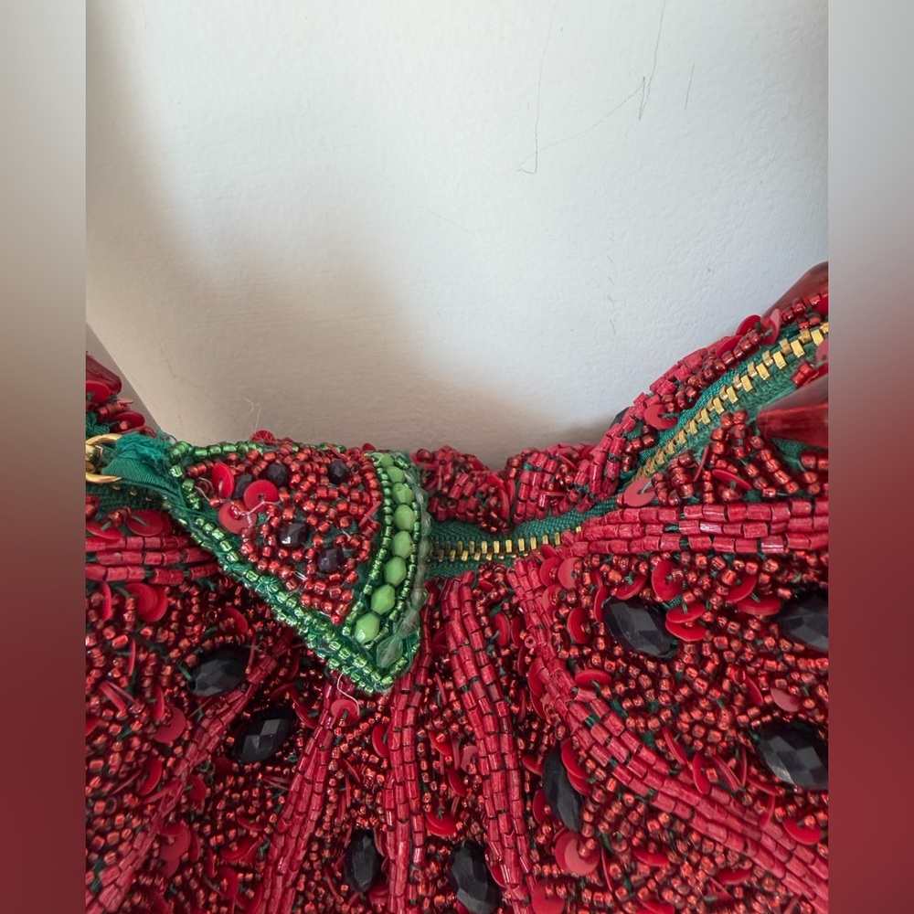 Beaded Watermelon bag with beaded charm - Picture 3 of 5